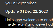 Last update was on December 22, 2020.