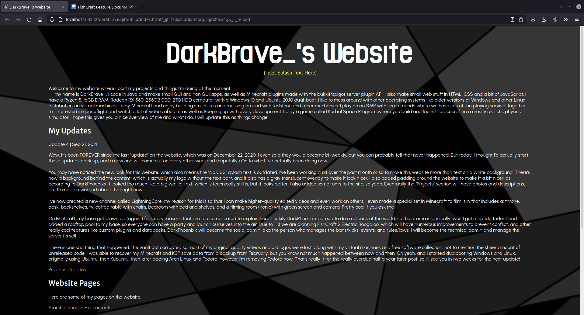 The new CSS changes to the website.