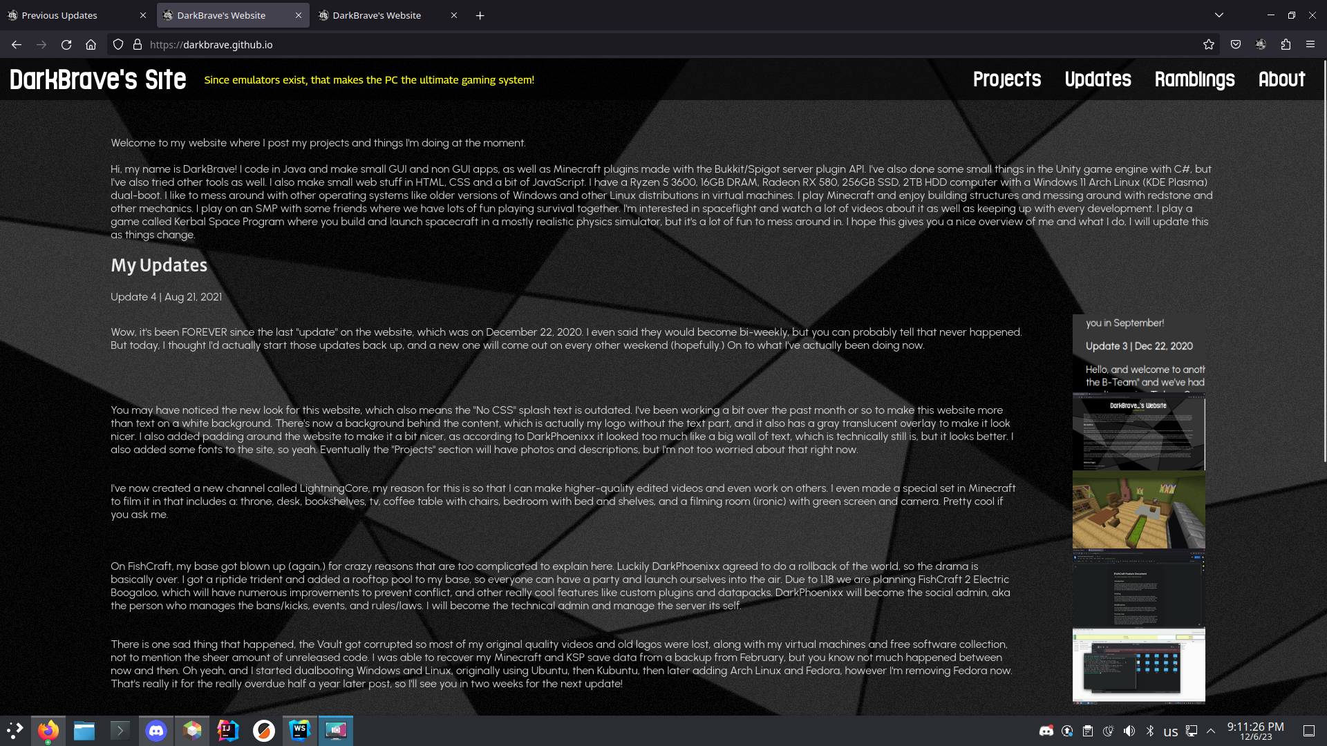 The new CSS changes to the website.